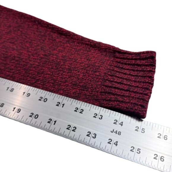 LL Bean 1/4 Big-Button Up 100% Lambswool Dark Red Mockneck Men's Sweater (SZ L) - Picture 8 of 8